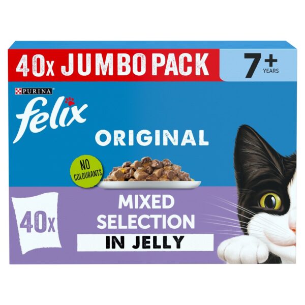 Felix Wet Cat Food Pouch Senior Mixed Selection In Jelly 40 Pack