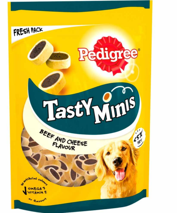 Pedigree Tasty Bites Dog Treats Cheesy Nibbles with Cheese and Beef 140g