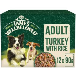 James Wellbeloved Dog Adult Wet Pouches Turkey or Lamb 12 x 90g