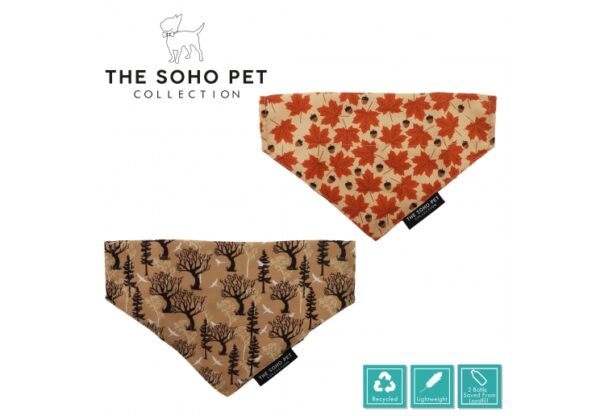 Ancol Maple Leaf & Woodland Print Dog Bandana Set