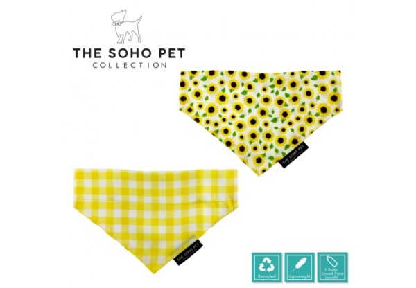 Ancol Sunflower & Yellow Check Patterned Bandana Set