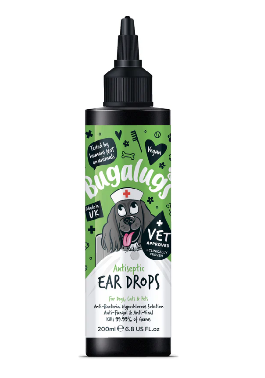 Bugalugs Antiseptic Ear Drops for Dogs, Cats & Pets